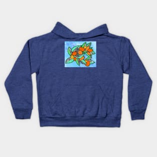 Juicy Ripe California Kumquats on Blue Sky Kids Hoodie